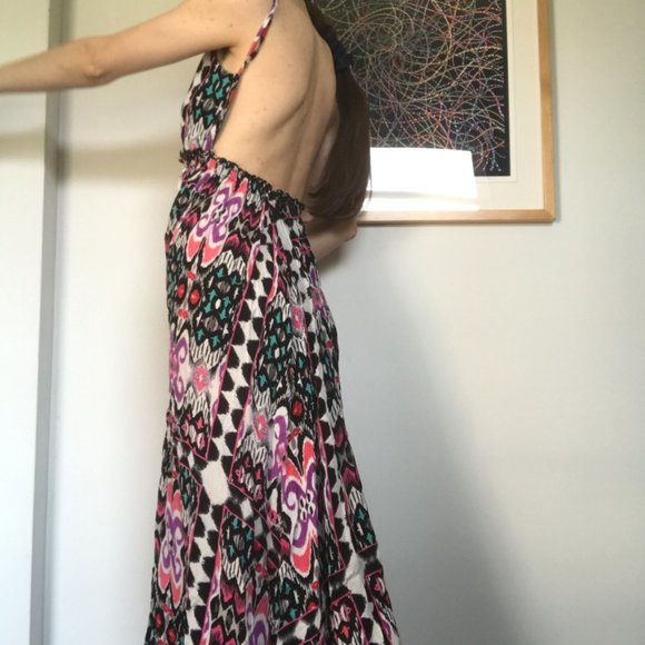 NWOT Raga Backless / Low Back Sleeveless Multi-Colored Maxi Dress - Picture 6 of 6